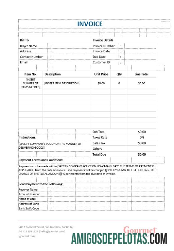 realista Modelo de fatura em branco de restaurante